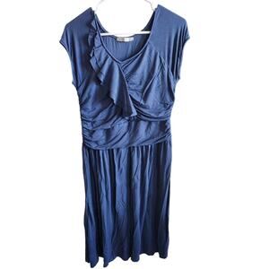 Mikarose Mika Rose Womens Sz L Midi Light Blue Draped Dress